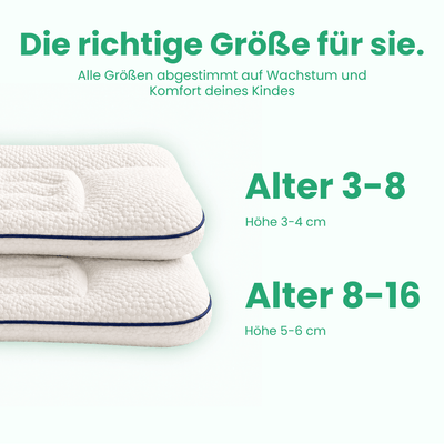 LumaFix Kinderkissen in zwei Größen für Kinder von 3 bis 8 und 8 bis 16 Jahren im Vergleich